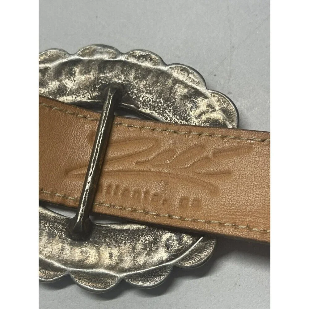 Zele Brown Italy Leather Silver Medium 30” Women's Belt